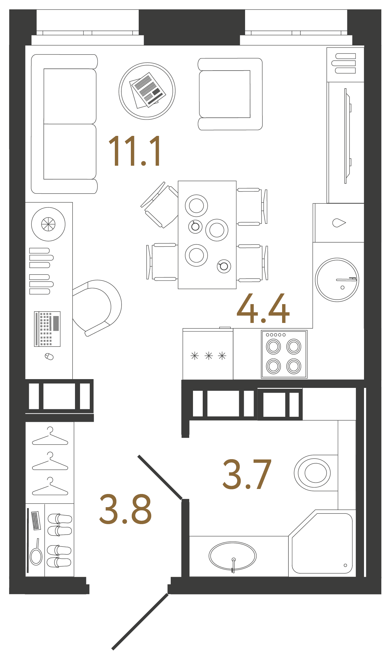Студия 23 м²