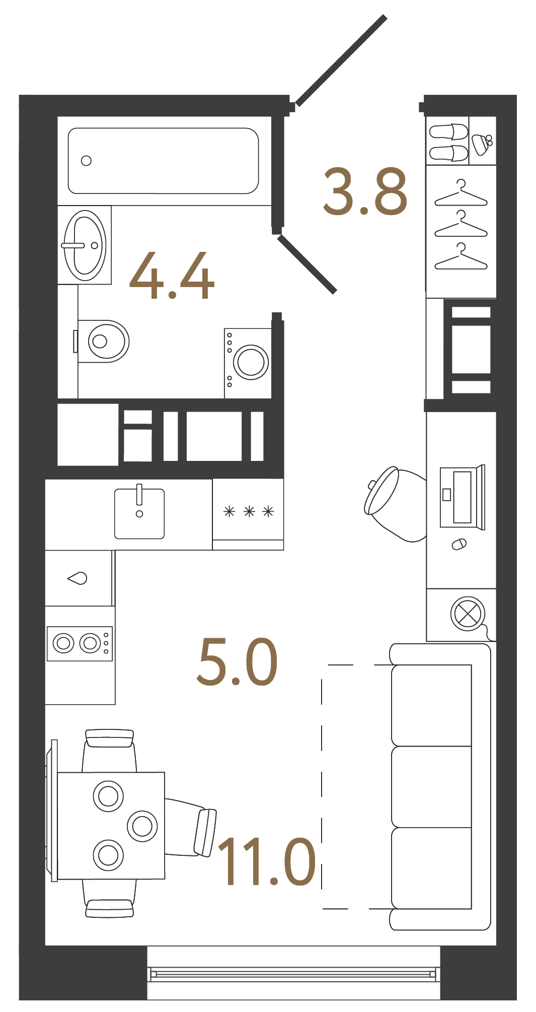 Студия 24.2 м²