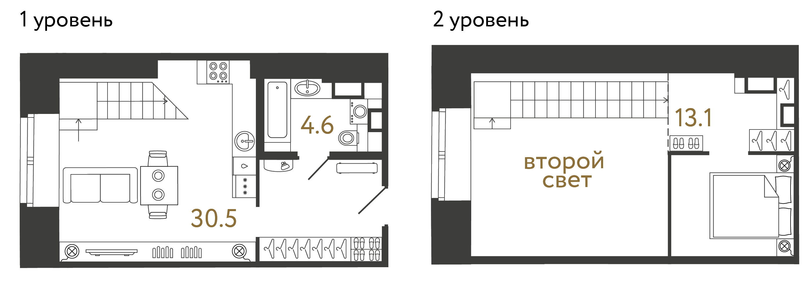 Однокомнатный номер 48.2 м²