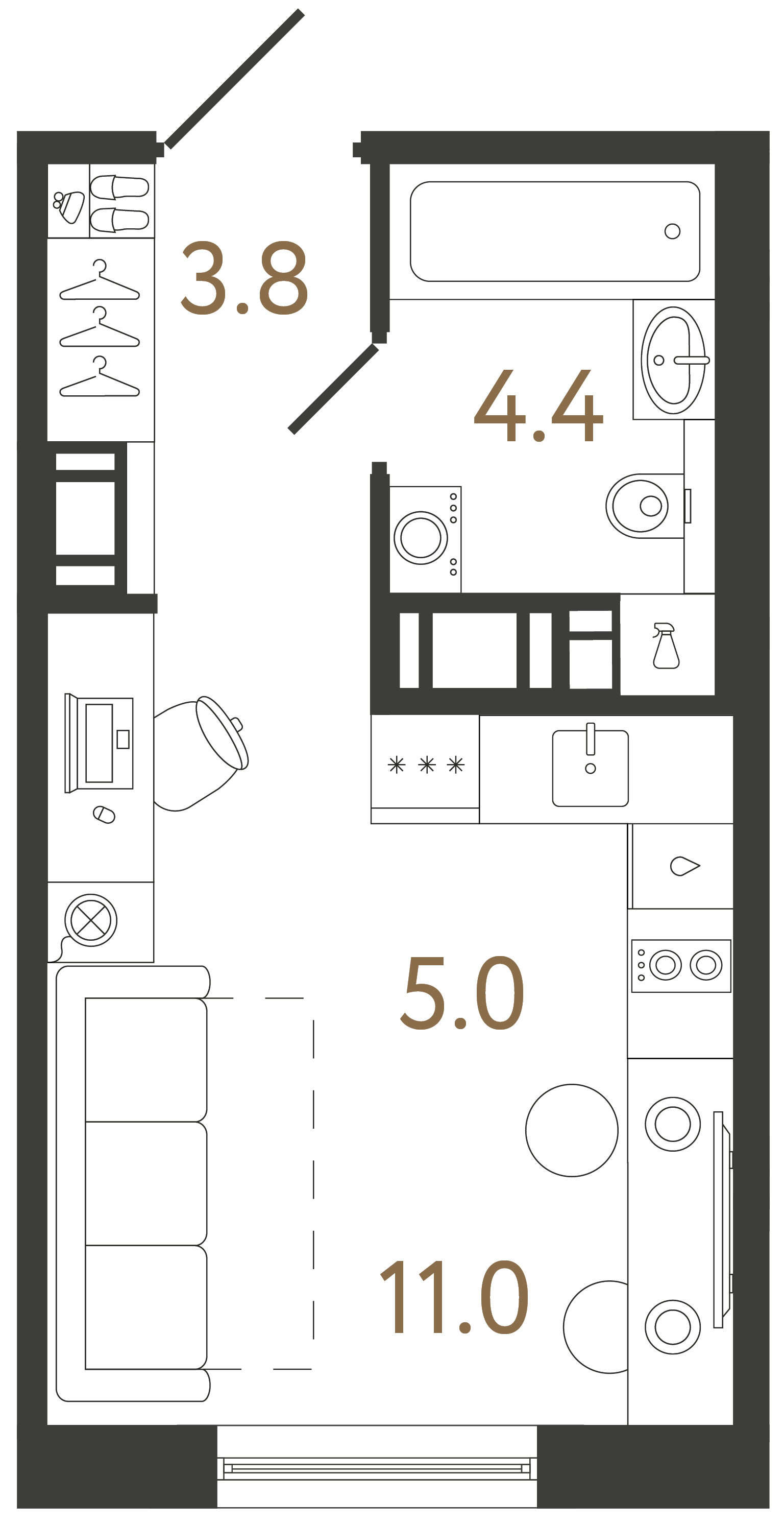 Студия 24.2 м²