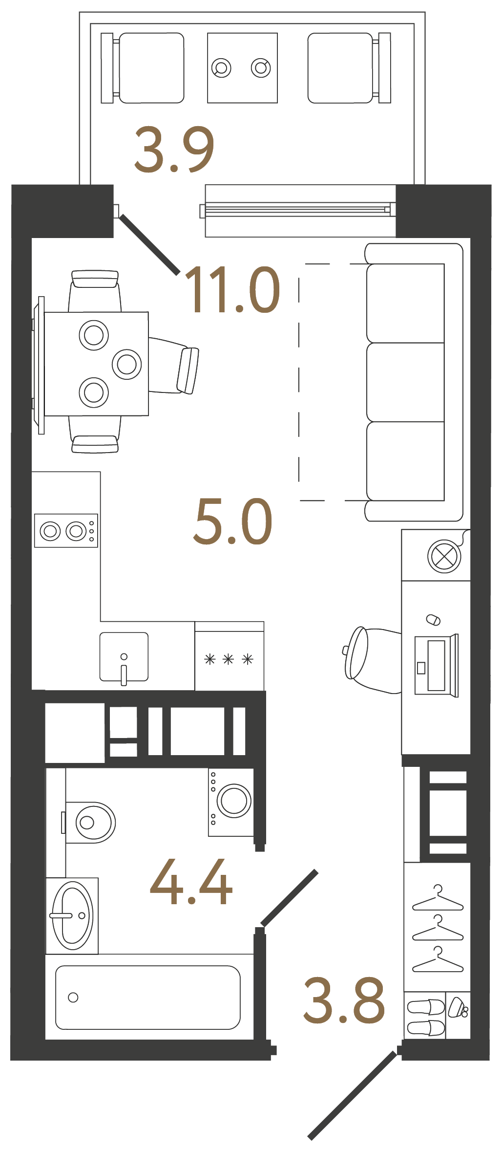 Студия 24.2 м²