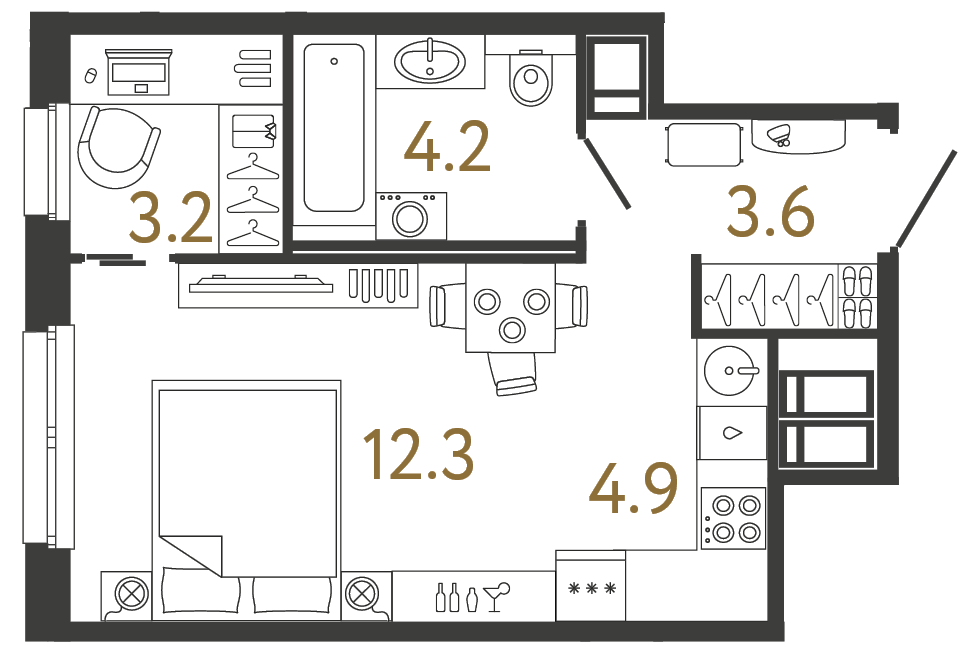Студия 28.2 м²