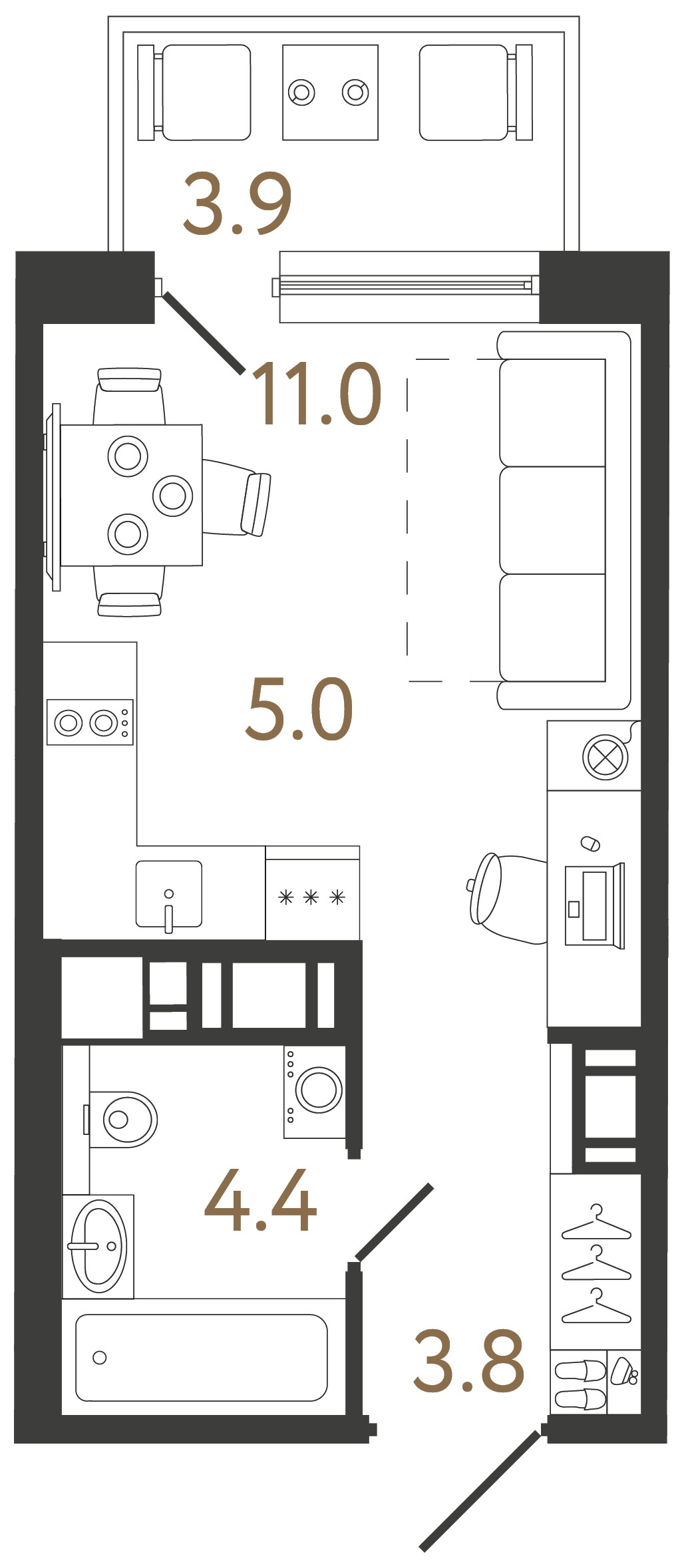 Студия 24.2 м²