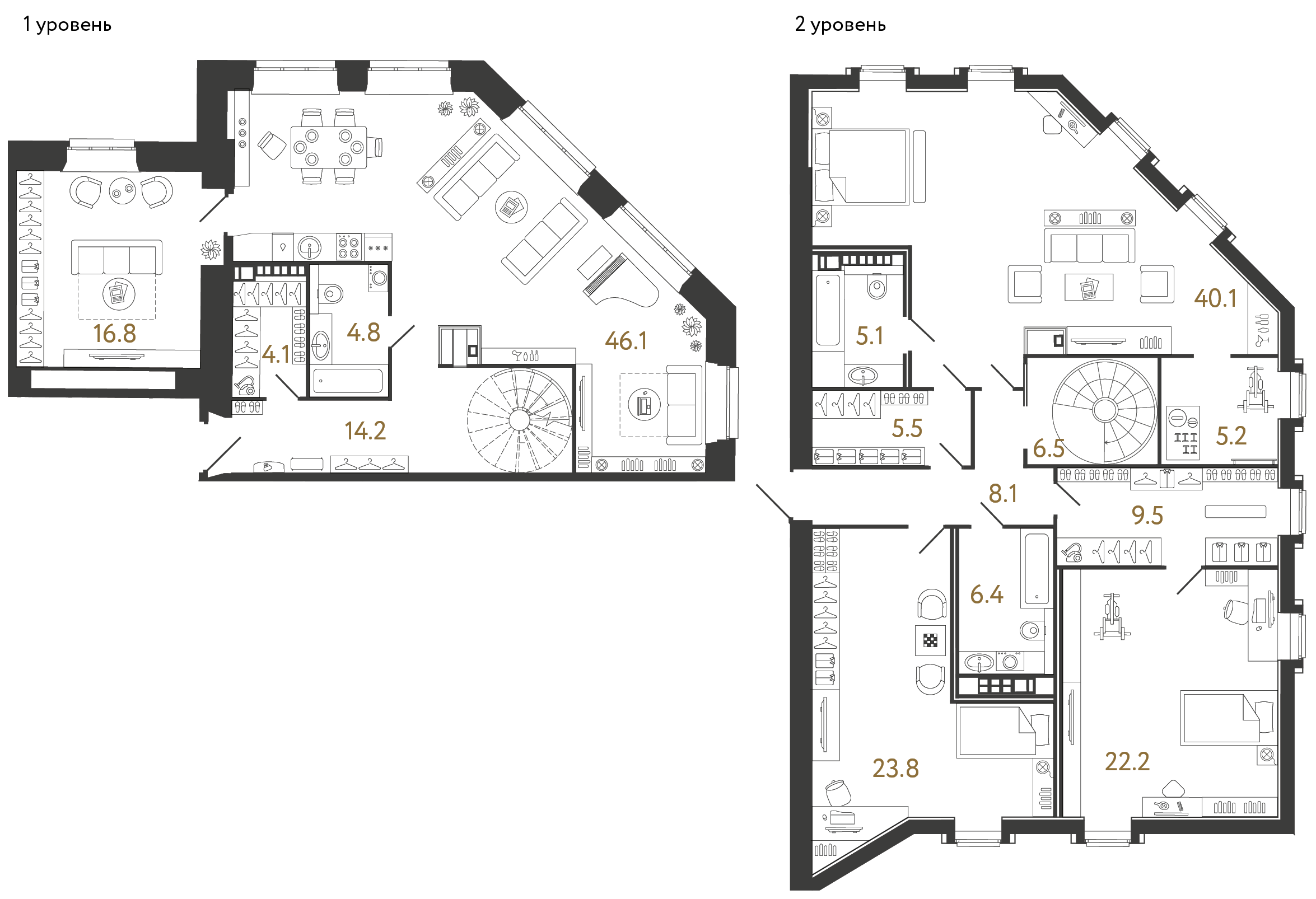 Четырехкомнатные апартаменты 218.4 м²