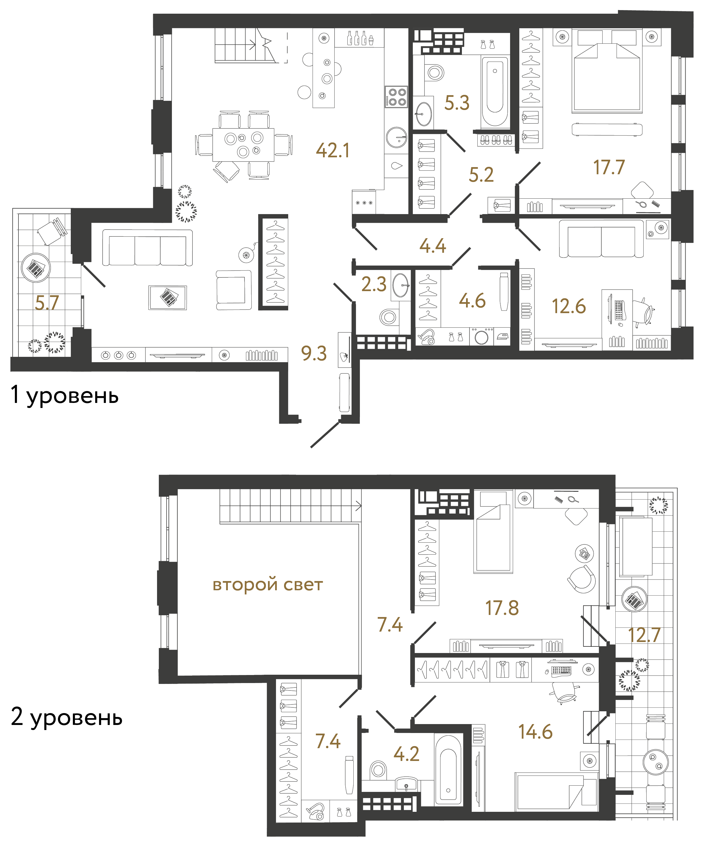 Четырехкомнатная квартира 154.9 м²