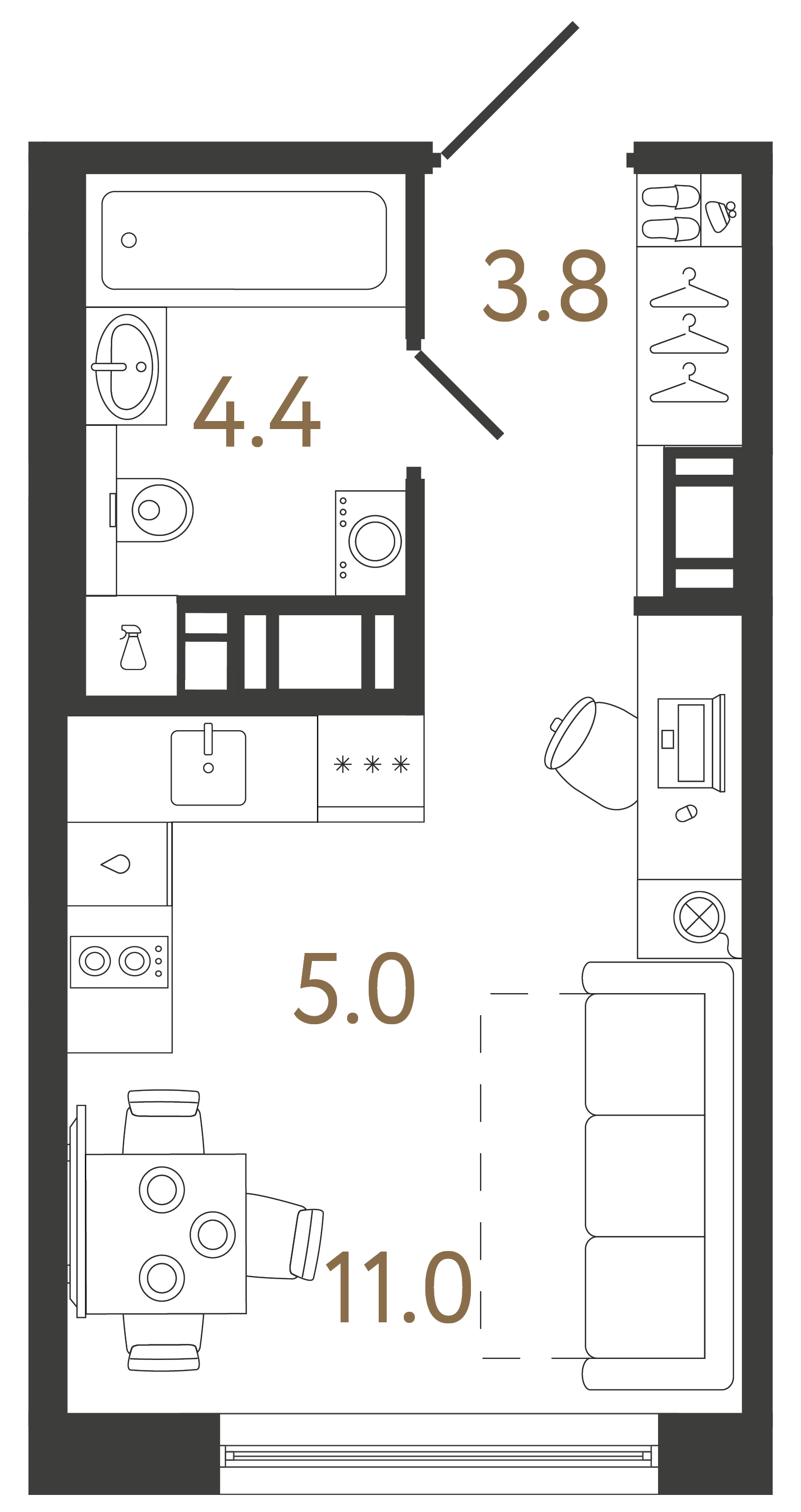 Студия 24.2 м²