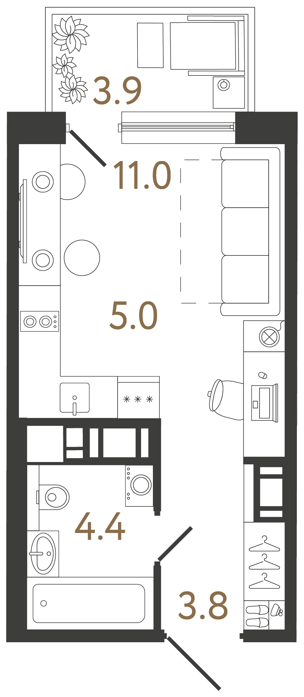 Студия 24.2 м²