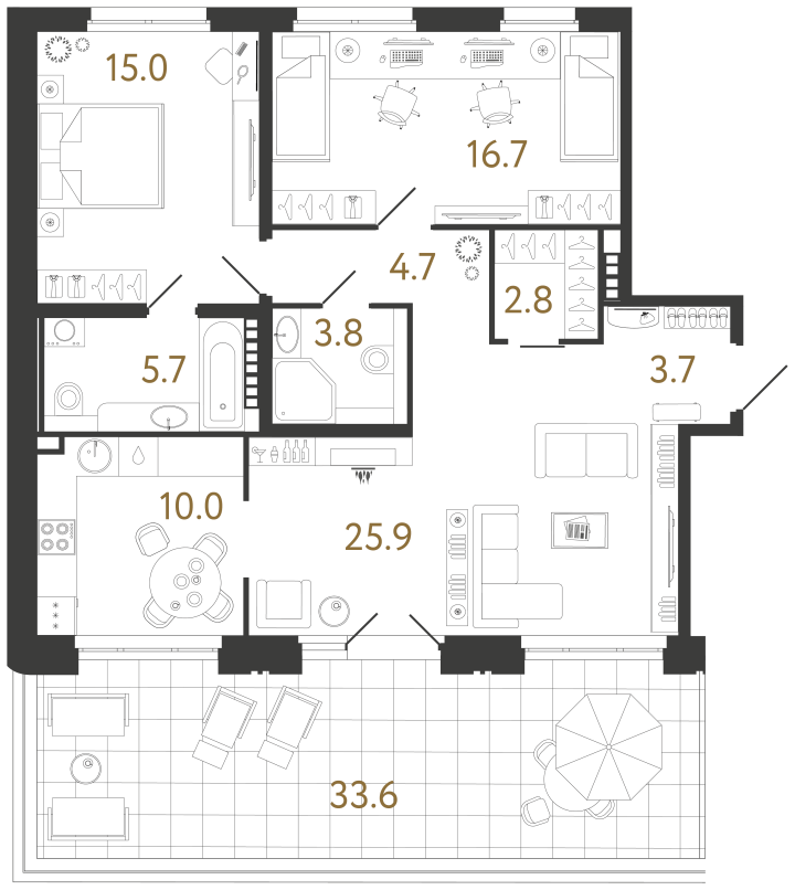 3-комнатная 88.3 м², 4 этаж, 88 300 000 руб.