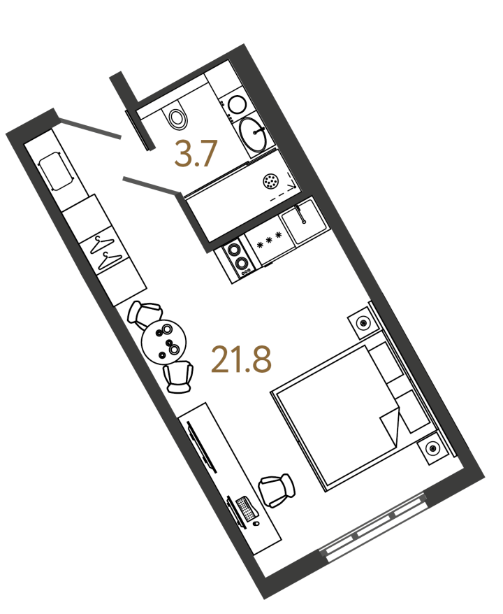 Студия 25.5 м², 3 этаж, 9 450 000 руб.