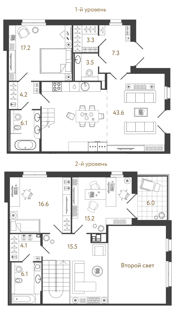 3-комнатный 142.7 м², 1 этаж
