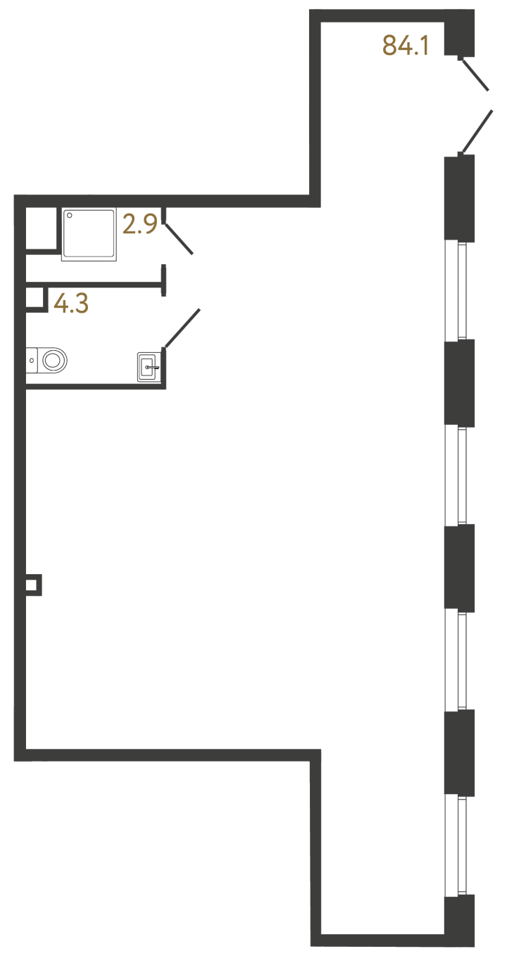 Помещение №75 - 91.3 м², 1 этаж