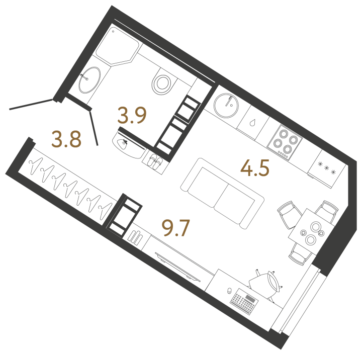 Студия 21.9 м², 3 этаж, 8 300 000 руб.