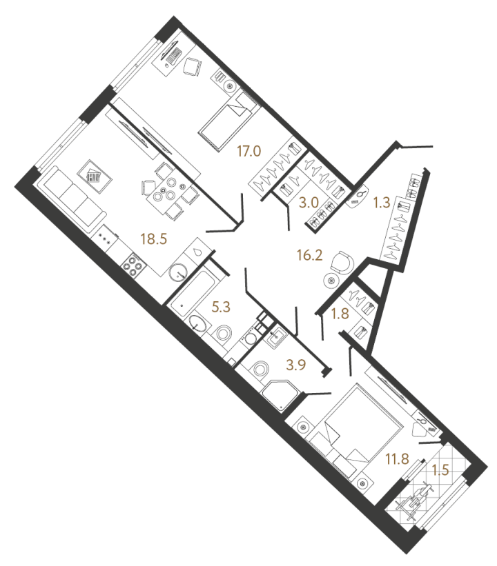 2-комнатная 78.8 м², 2 этаж, 30 008 876 руб.