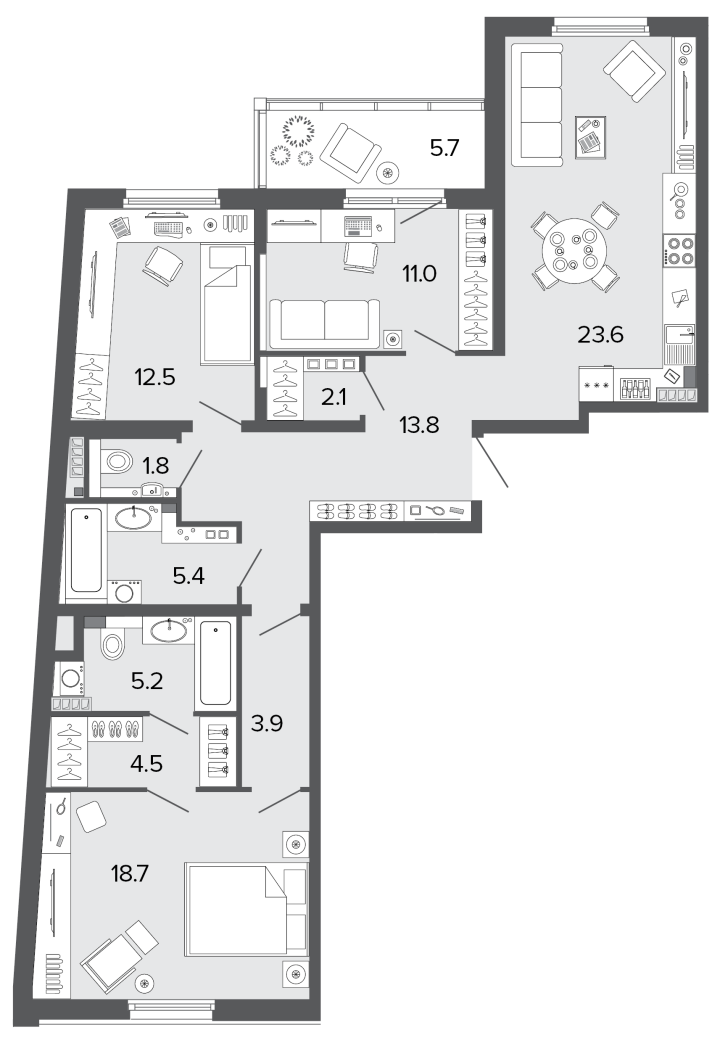 3-комнатная 103.2 м²