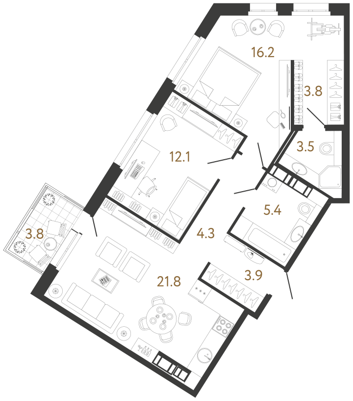 2-комнатная 71 м², 9 этаж, 24 738 885 руб.