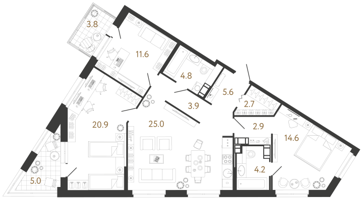 3-комнатная 96.2 м², 7 этаж, 31 689 319 руб.