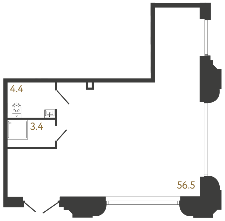 Помещение №74 - 64.3 м², 1 этаж