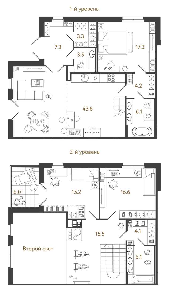 3-комнатный 142.7 м², 1 этаж
