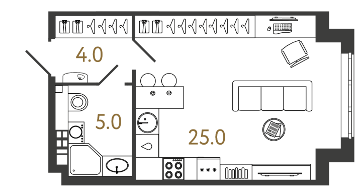 Студия 34 м², 4 этаж, 18 629 868 руб.