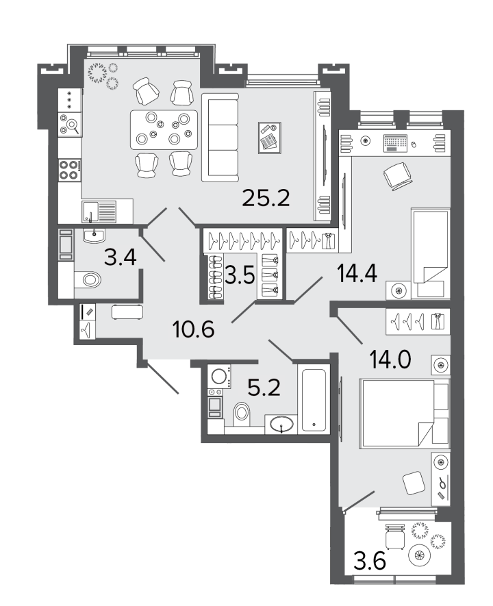 2-комнатная 76.3 м², 4 этаж, 31 000 000 руб.