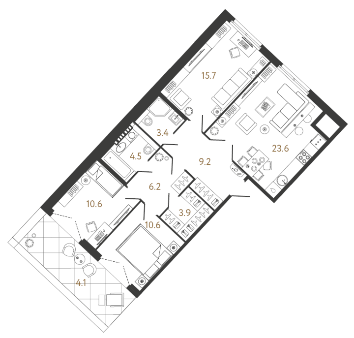 3-комнатная 87.7 м², 8 этаж, 48 783 027 руб.