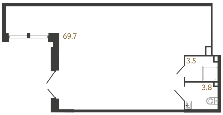 Помещение №71 - 77 м², 1 этаж