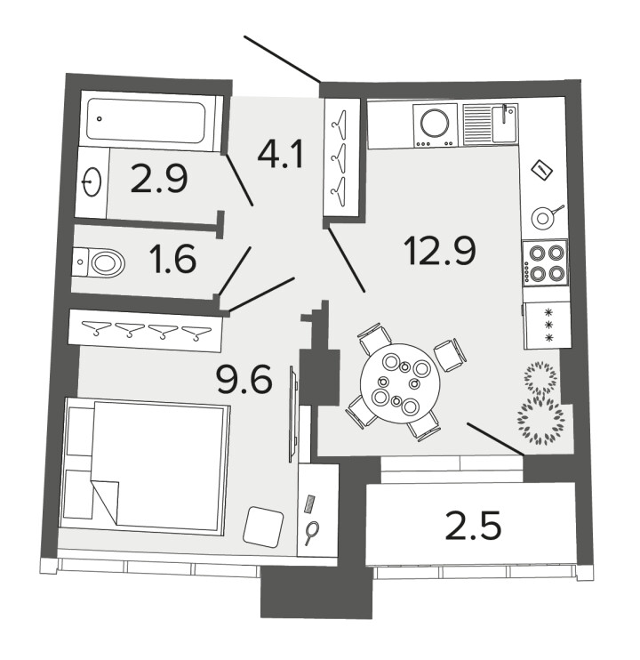 1-комнатная 31.1 м², 2 этаж, 7 500 000 руб.