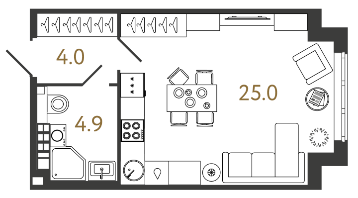 Студия 33.9 м², 5 этаж, 19 136 065 руб.