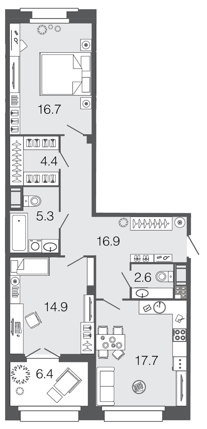 2-комнатная 78.4 м², 6 этаж, 40 000 000 руб.