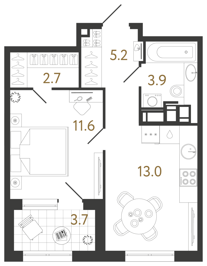 1-комнатная 36.4 м², 5 этаж, 10 649 293 руб.