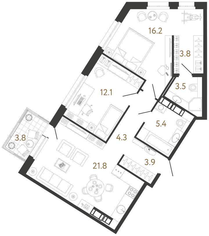 2-комнатная 71 м², 7 этаж, 24 738 885 руб.