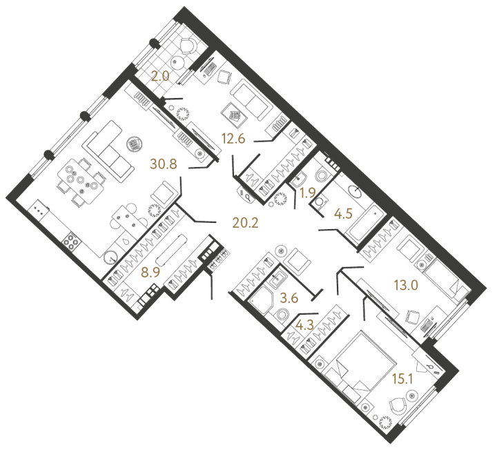 3-комнатная 119.8 м², 6 этаж, 50 614 906 руб.