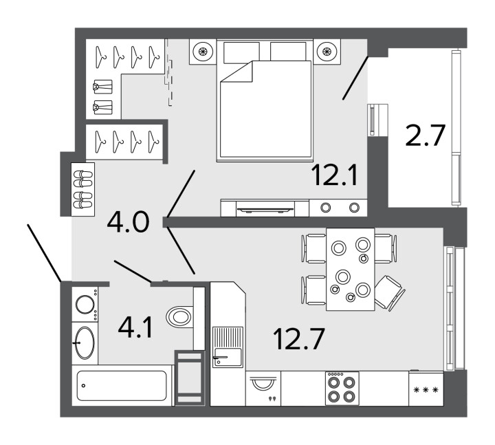 1-комнатная 32.9 м², 11 этаж, 8 300 000 руб.