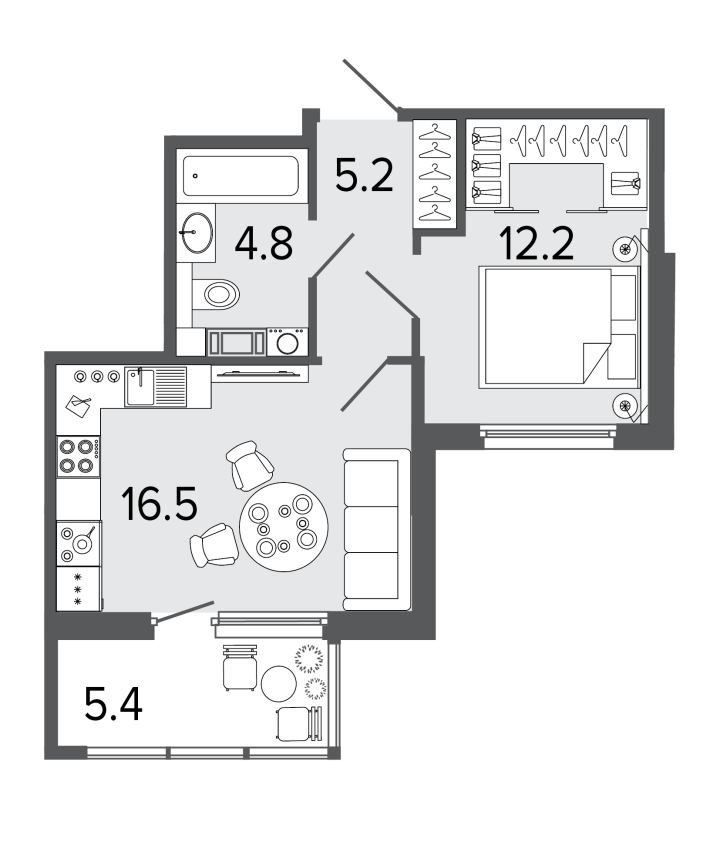1-комнатная 39 м², 4 этаж, 16 500 001 руб.
