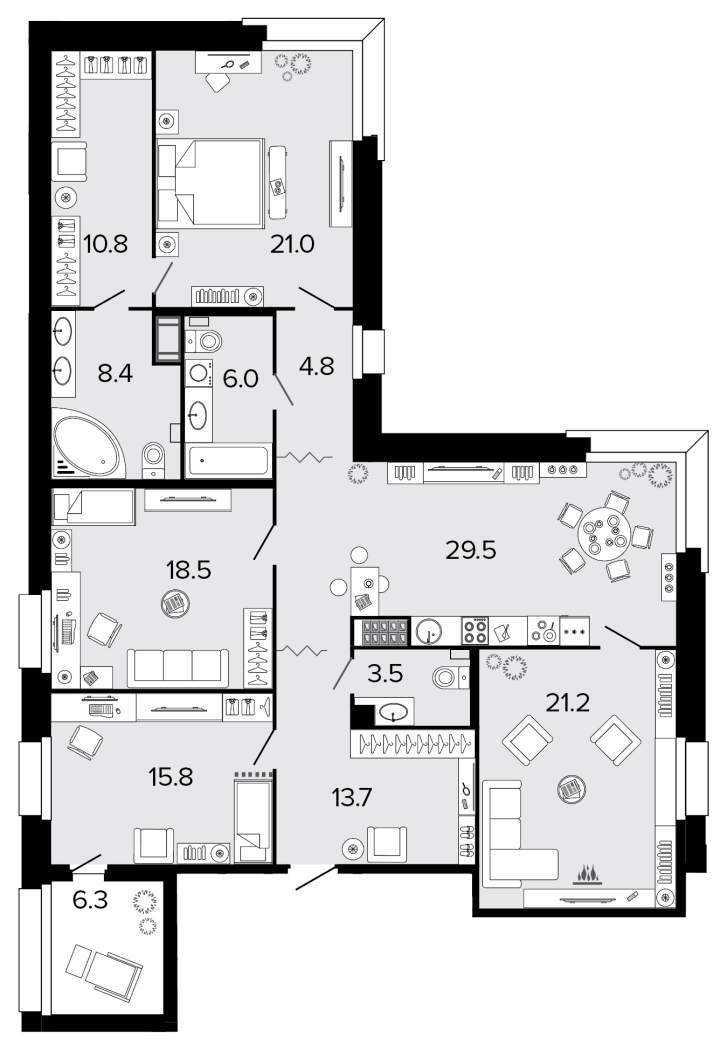 4-комнатная 153.3 м², 4 этаж, 74 047 915 руб.