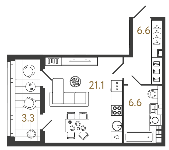 Студия 34.3 м², 4 этаж, 18 452 928 руб.