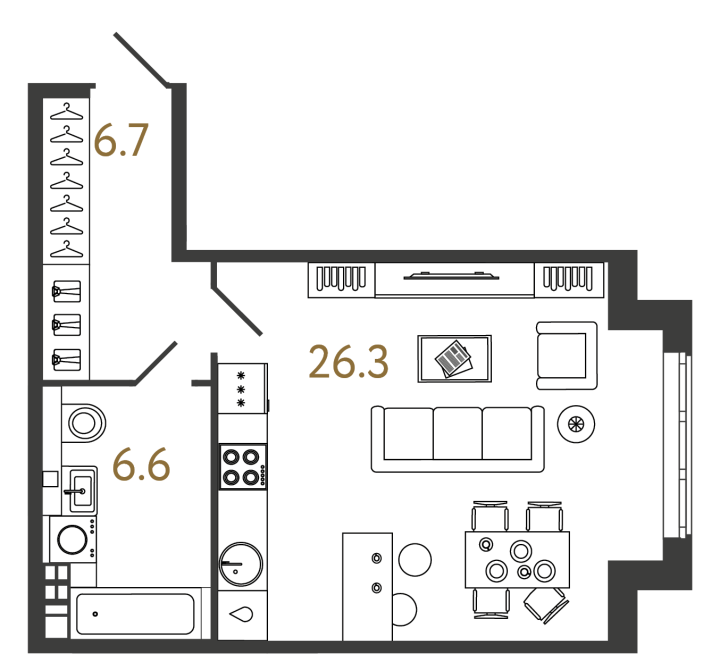 Студия 39.6 м², 4 этаж, 19 423 087 руб.
