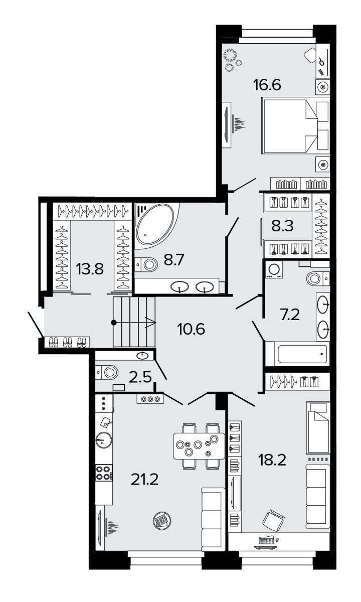 2-комнатная 106.9 м²