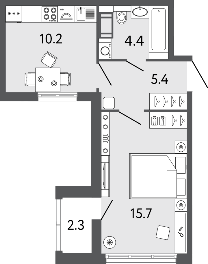 1-комнатная 35.7 м², 23 этаж, 9 542 453 руб.