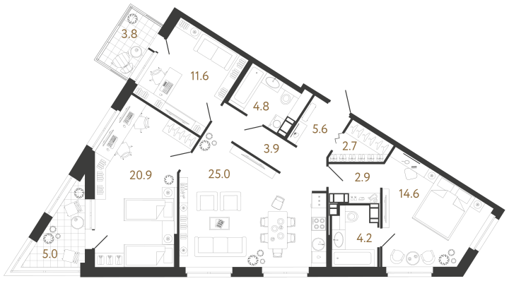 3-комнатная 96.2 м², 11 этаж, 31 689 319 руб.