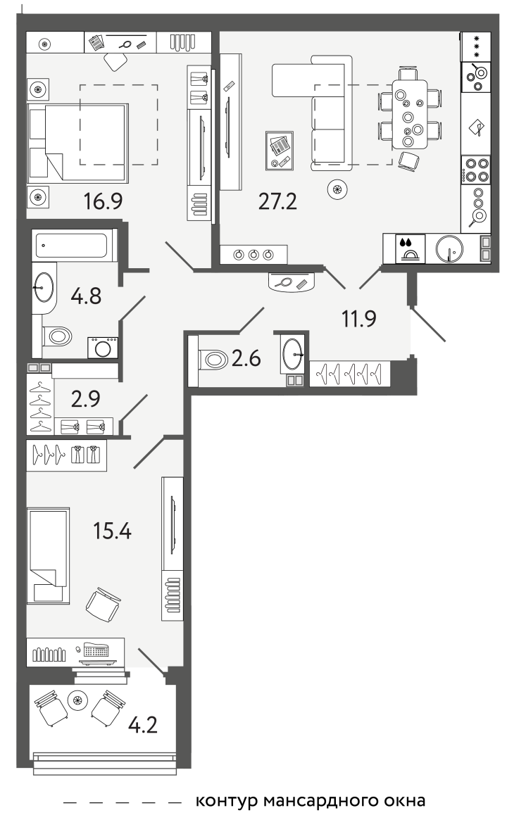 2-комнатная 81.7 м², 4 этаж, 31 372 707 руб.
