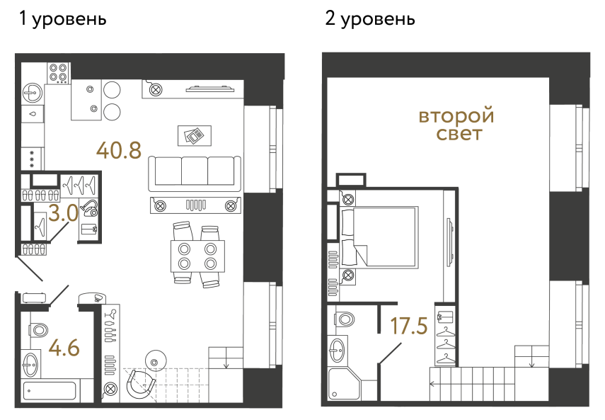 Однокомнатный номер №59 в ЖК Типография - 65.9 м²