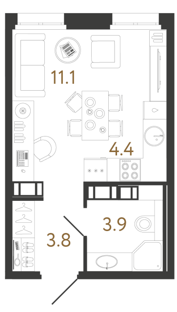 Студия №520 в ЖК Куинджи - 23.2 м²