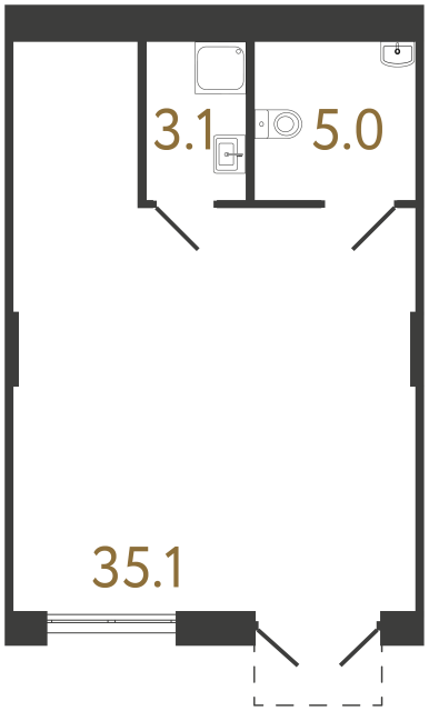 Коммерческое помещение №1161 в ЖК Струны - 43.2 м²