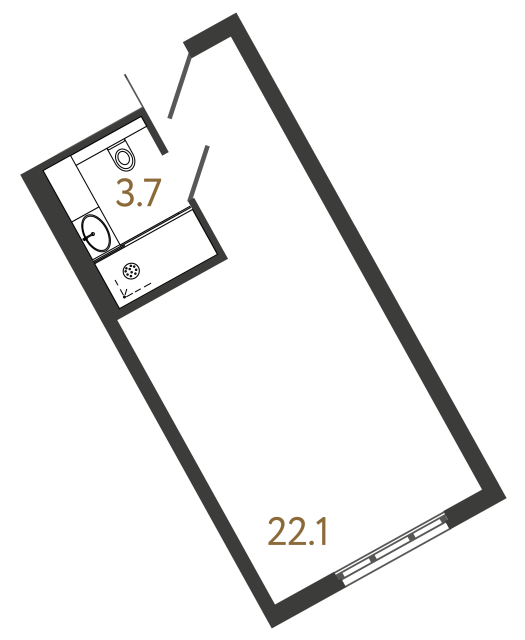 Апартаменты-студия №432 в ЖК ARTSTUDIO M103 - 25.8 м²  - №2
