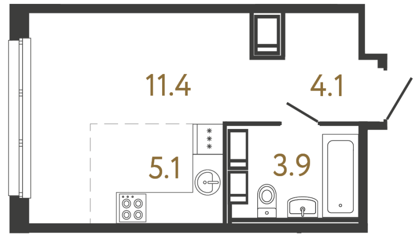 Студия №237 в ЖК Передвижники - 24.5 м²  - №2