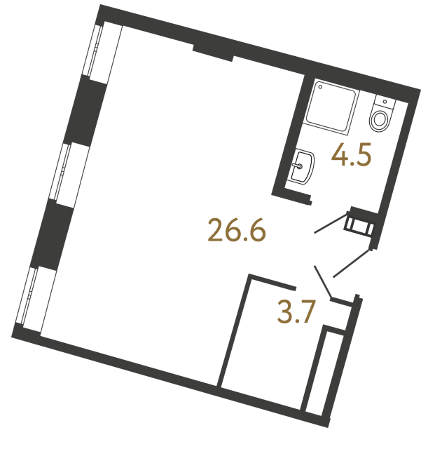 Однокомнатный номер №133 в ЖК Типография - 34.8 м²  - №2
