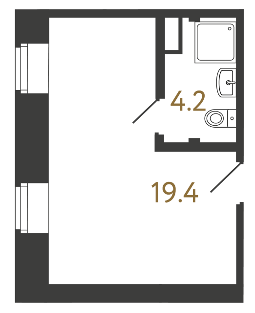 Однокомнатный номер №99 в ЖК Типография - 23.6 м²  - №2