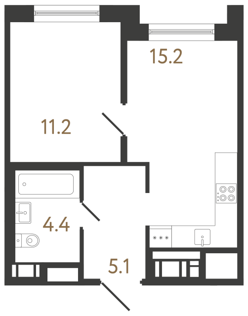 Однокомнатная квартира №280 в ЖК Передвижники 2 - 35.9 м²  - №2