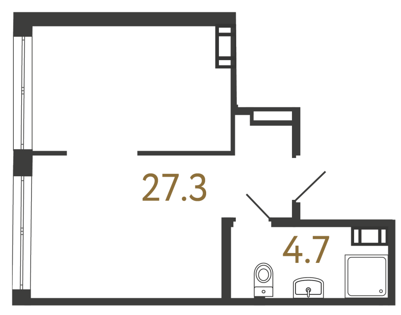 Однокомнатный номер №167 в ЖК Типография - 32 м²  - №2